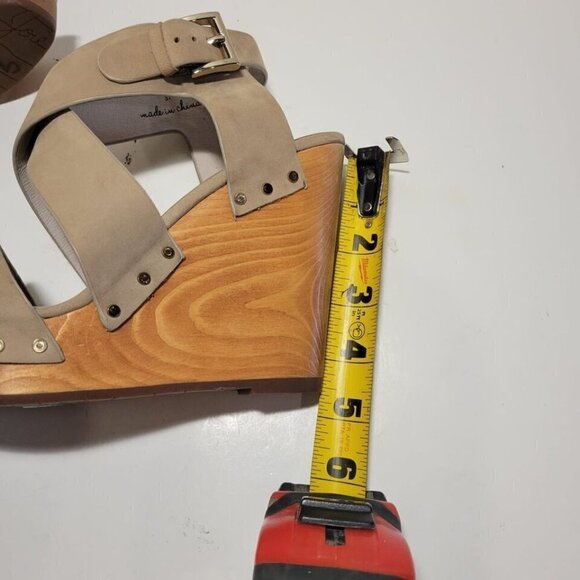 JOIE Taupe Cecilia 4.5" Wedge Sandals Women's Size 7 Buckle Closure - Picture 3 of 12